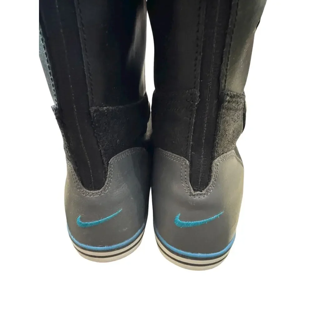 Nike Carico Tall Leather Boots NWOB Black Blue Women’s US 9 EU 40.5